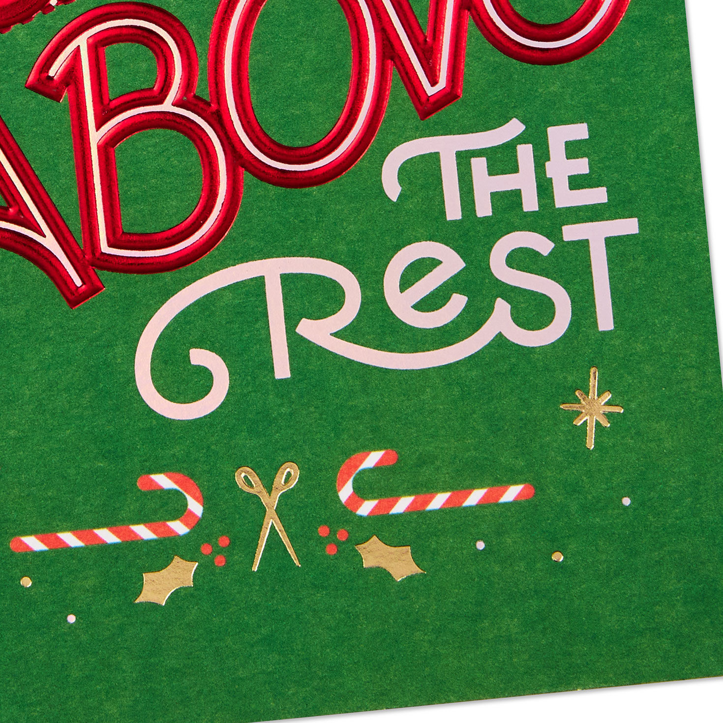 Red and Green Barber Pole Christmas Card for Hairstylist Card Front Detail image number 5