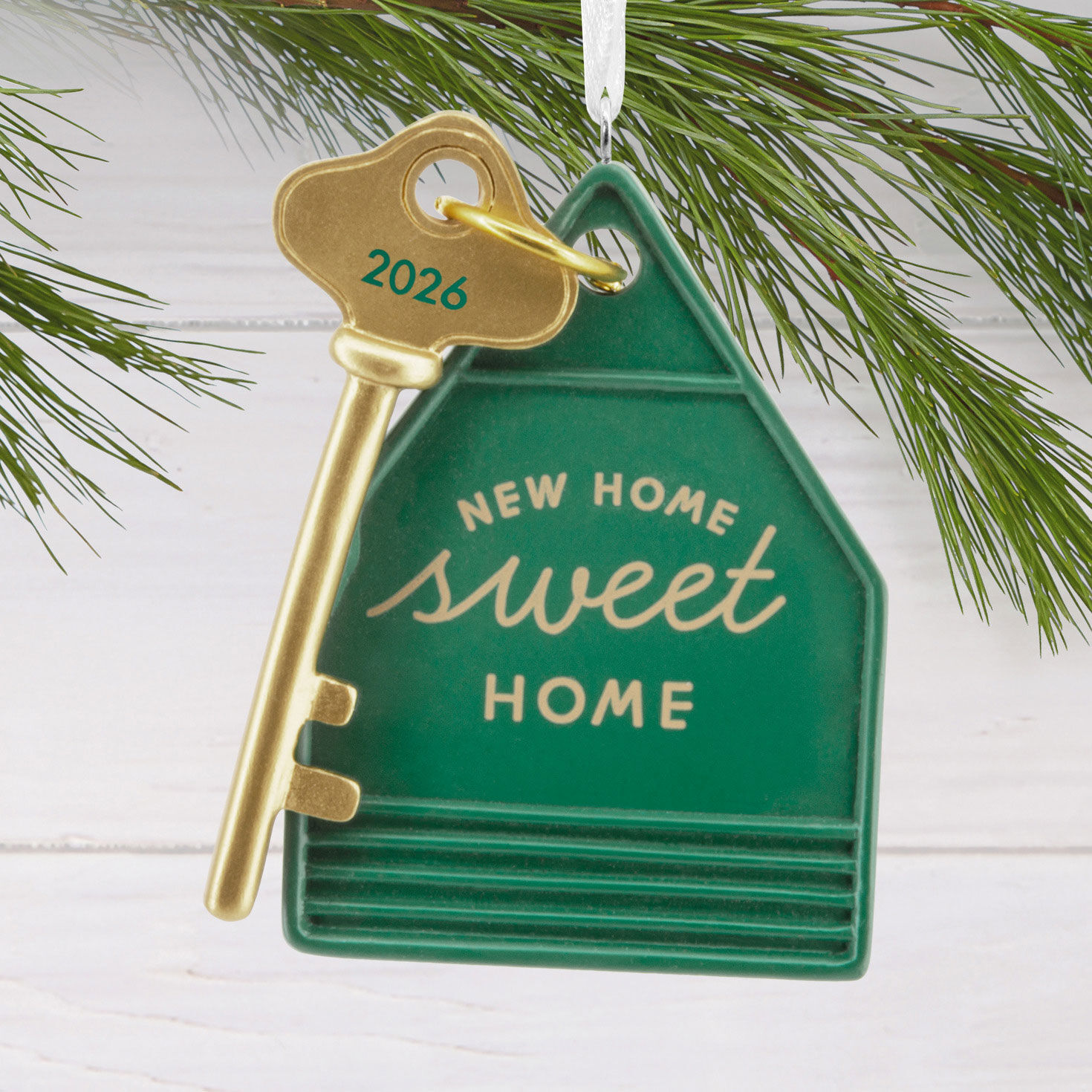 New Home Sweet Home Key Christmas Ornament hanging on tree image number 2