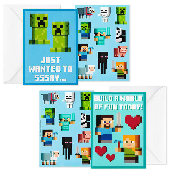 Minecraft Kids Assorted Valentines With Stickers, Pack of 24, , large image number 2