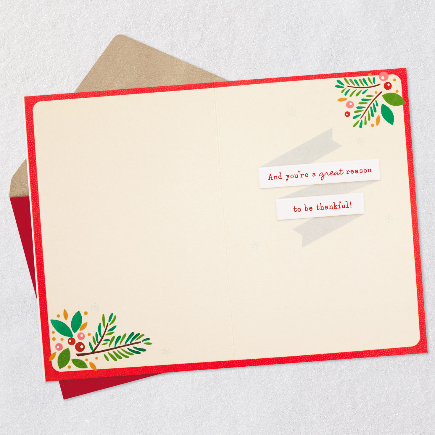 Botanical Berries Joy and Kindness Christmas Card Open Card with Envelope image number 3