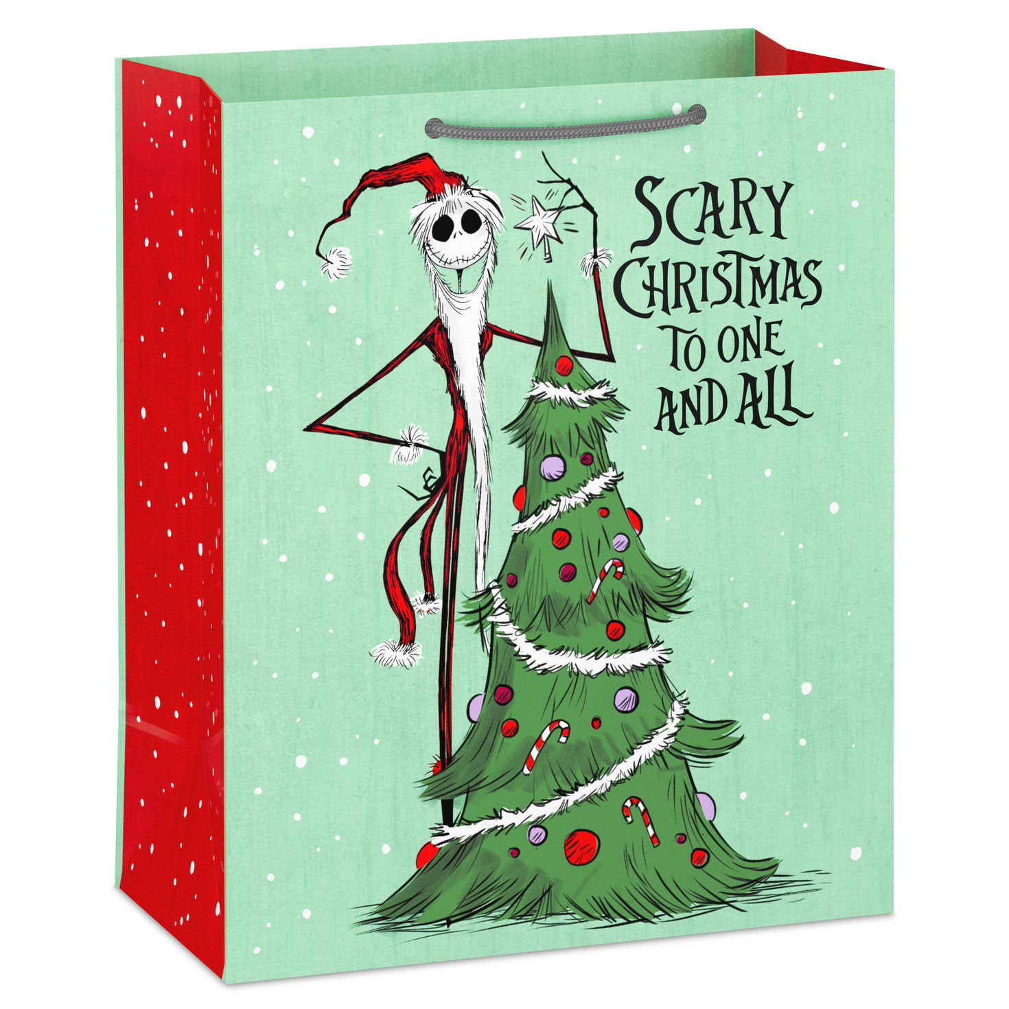 13" Disney Tim Burton's The Nightmare Before Christmas Jack Skellington Santa, Green Large Christmas Gift Bag
