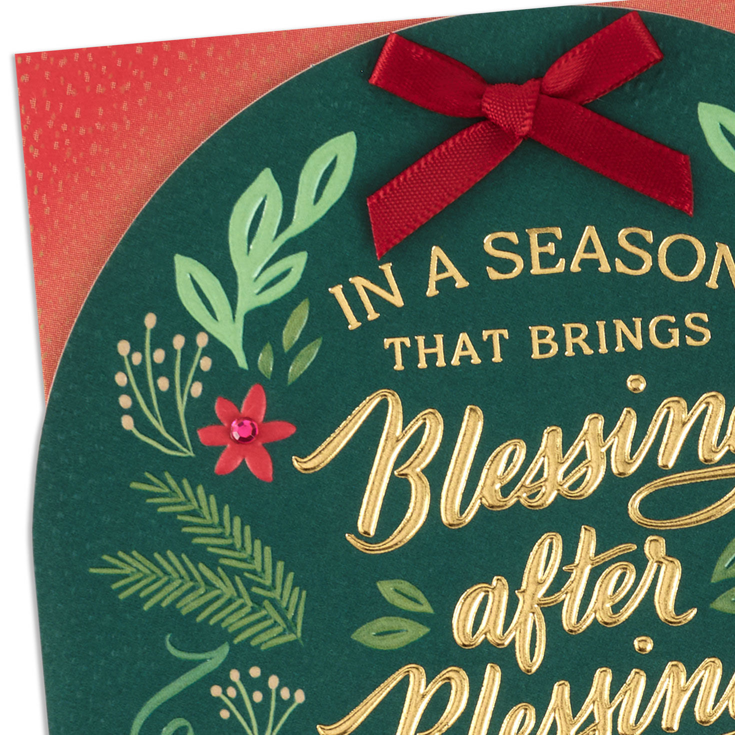 Elegant Greenery Thinking of You Christmas Card Card Front Detail image number 4