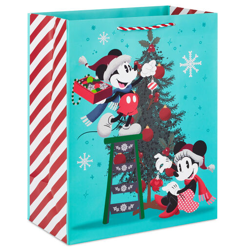 13" Disney Mickey and Minnie Trimming Tree Large Christmas Gift Bag, Mickey & Minnie