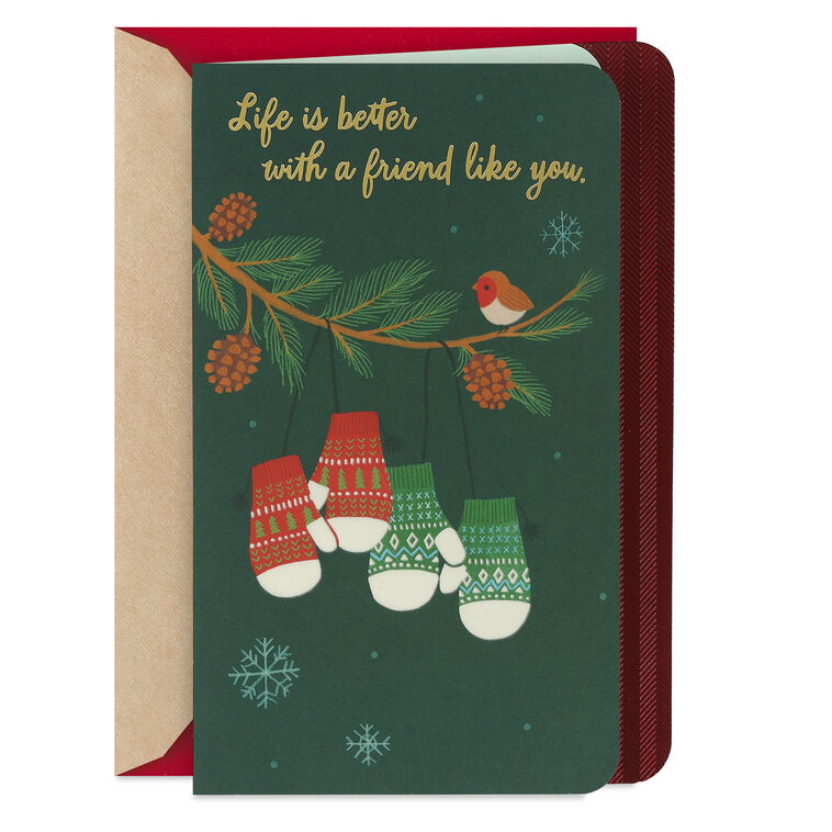 Handmade Friend Christmas Card – Personalised, Artist Designed, With Envelope – UK Made