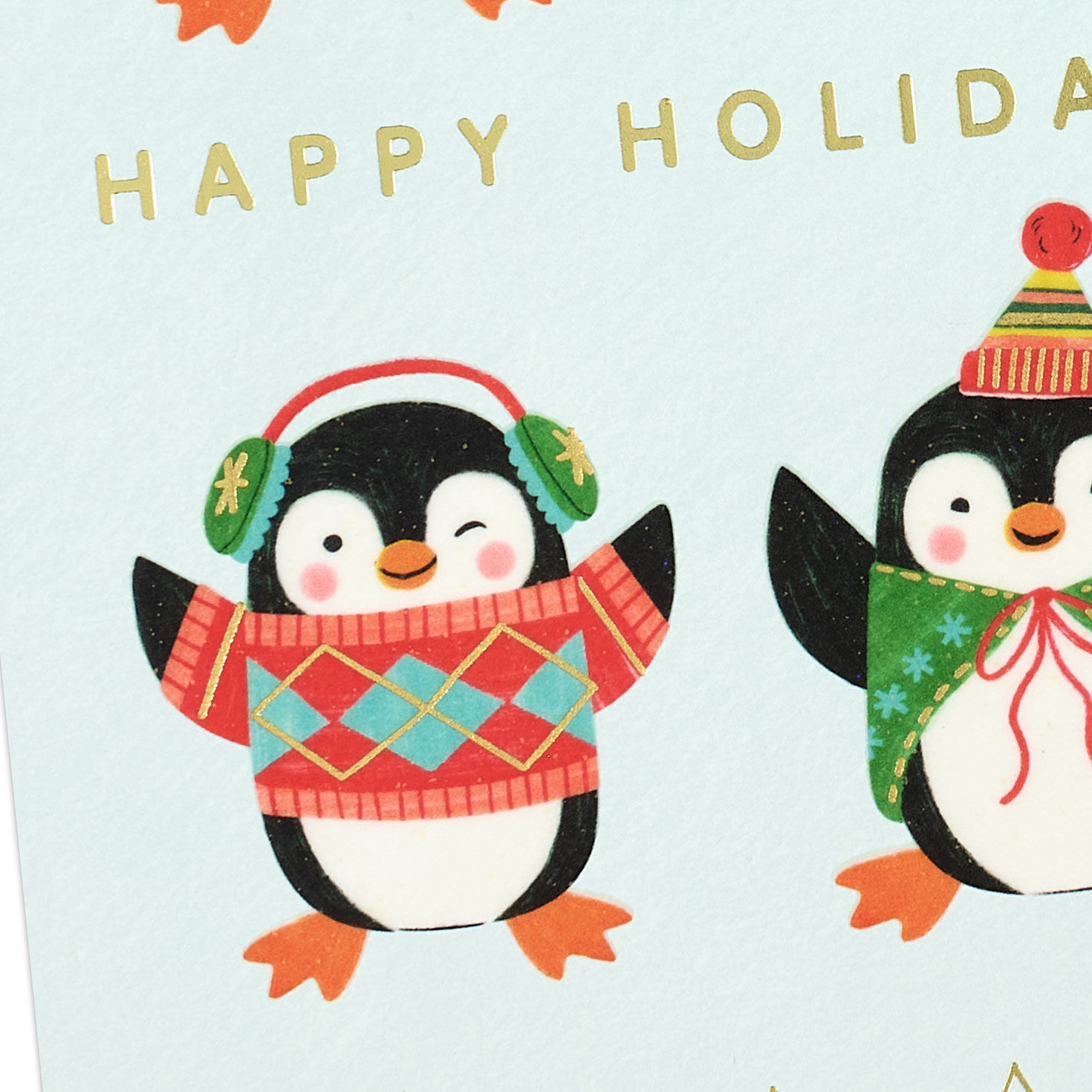 Penguins in Scarves Christmas Cards Card Front Detail image number 4