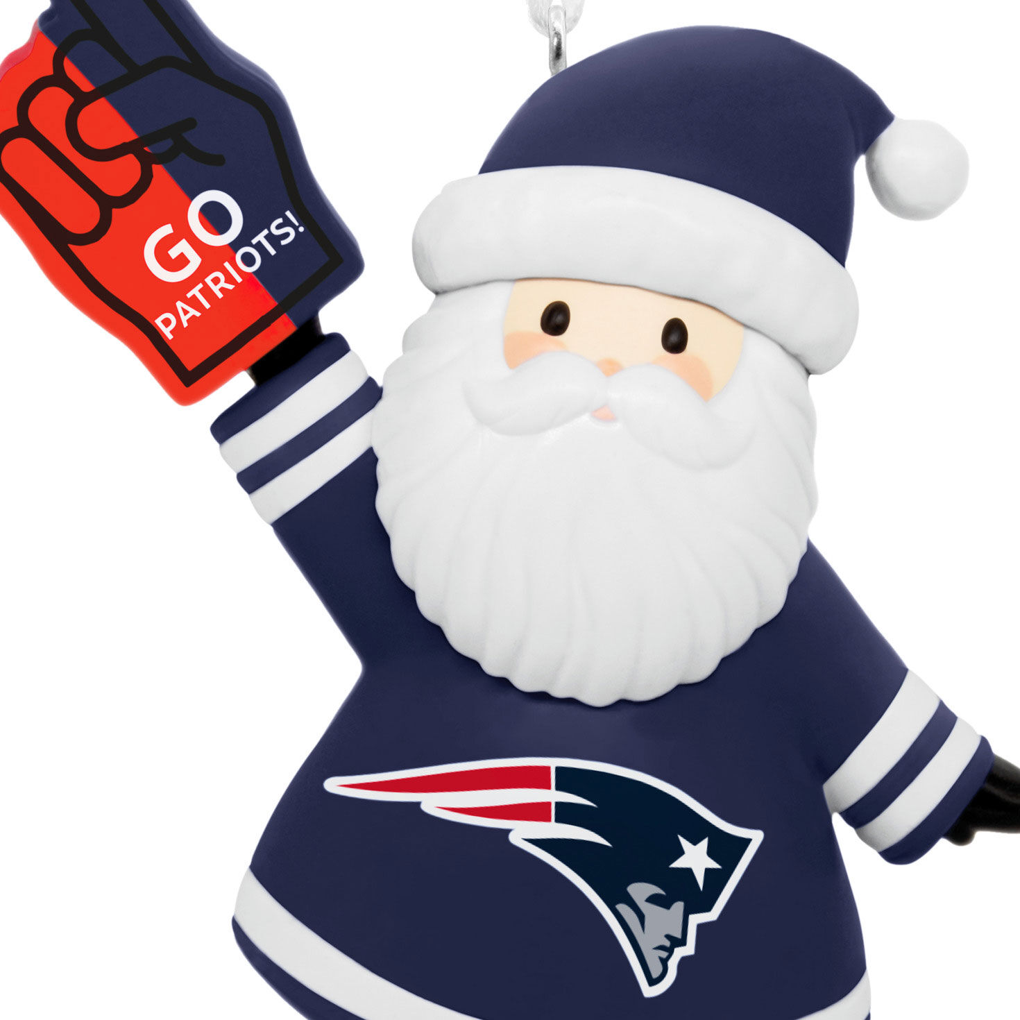 New England Patriots Santa Fan Christmas Ornament closeup view image number 5
