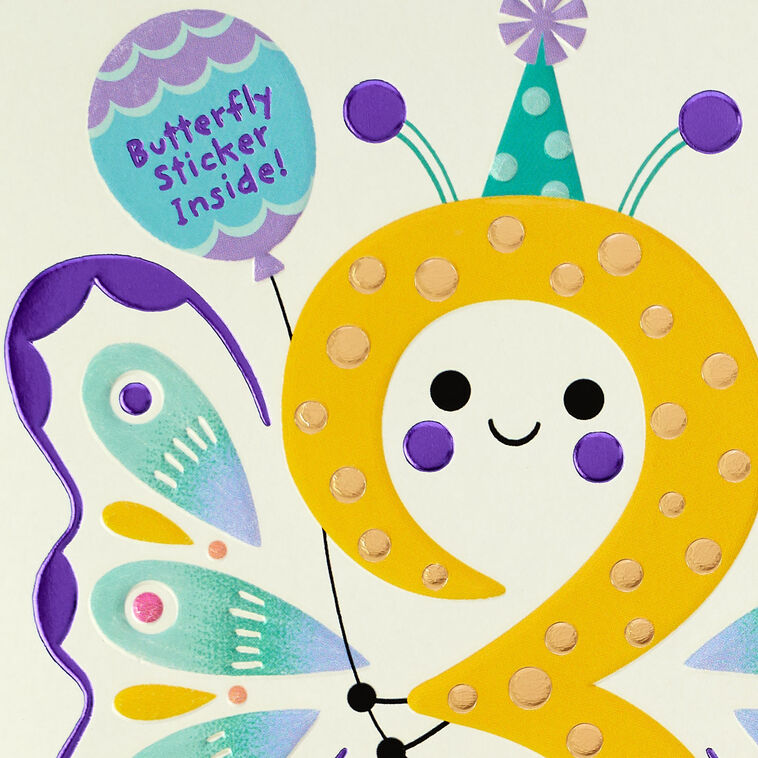 Bright and Delightful Butterfly 3rd Birthday Card With Sticker, , large image number 5