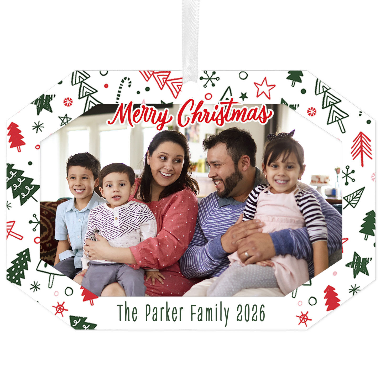 Festive Fun Metal Personalized Ornament, Custom Photo and Text