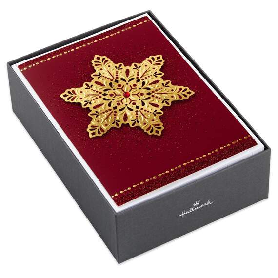 Elegant Snowflake Christmas Cards, Box of 12, , large image number 1