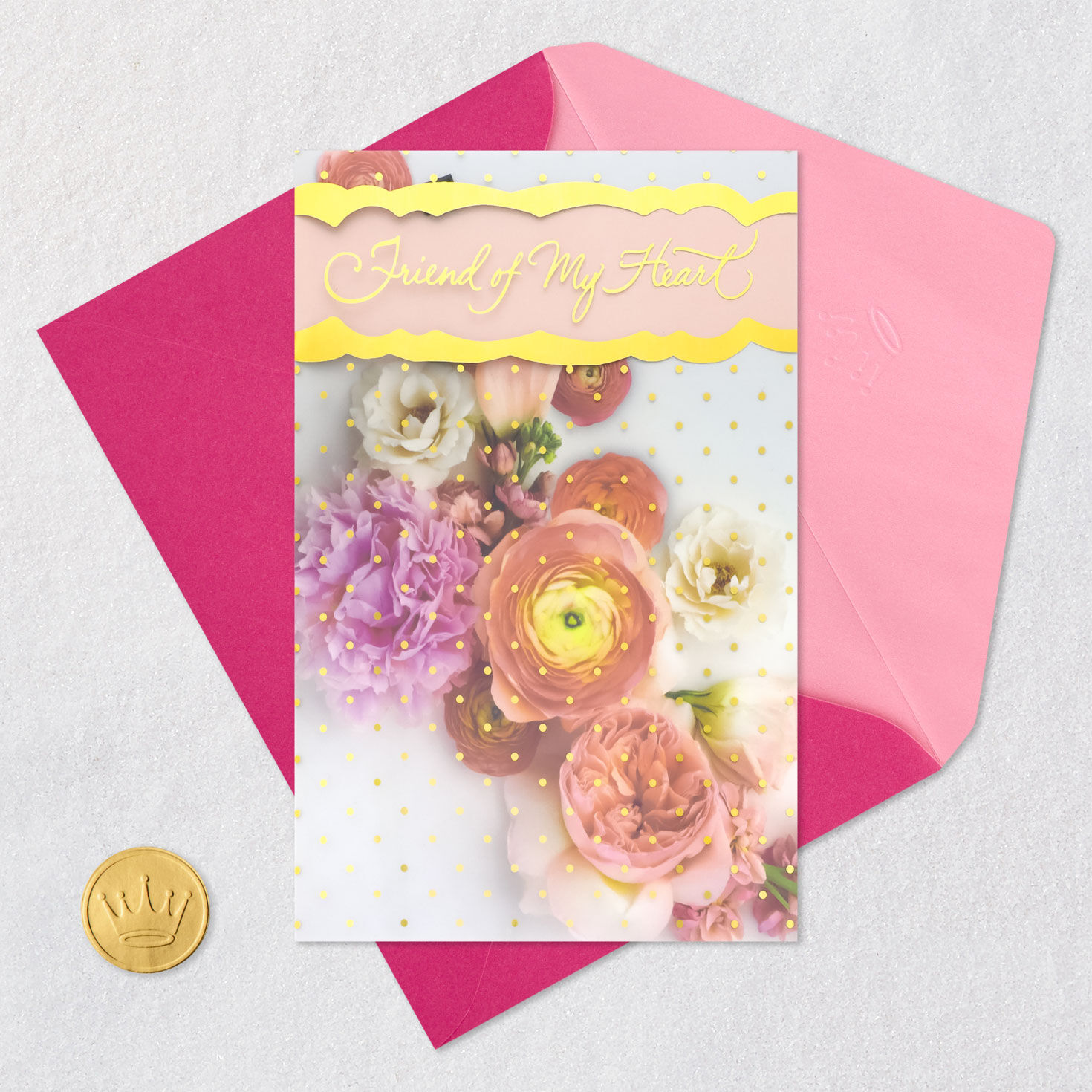 Pink Floral Birthday Card Card Front with Envelope and Gold Seal image number 6