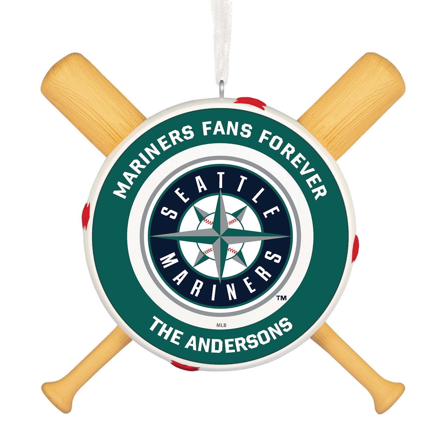 MLB Seattle Mariners™ Baseball Personalized Ornament, Custom Text