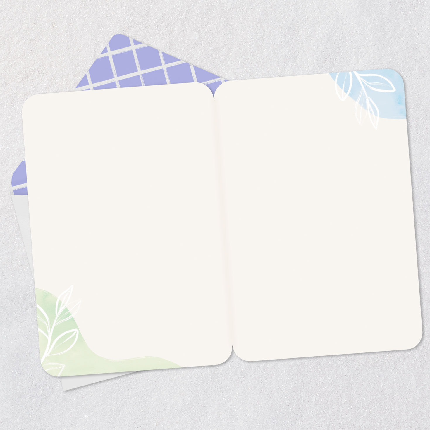 Abstract Pastel Leaves Blank Card Open card with envelope image number 2