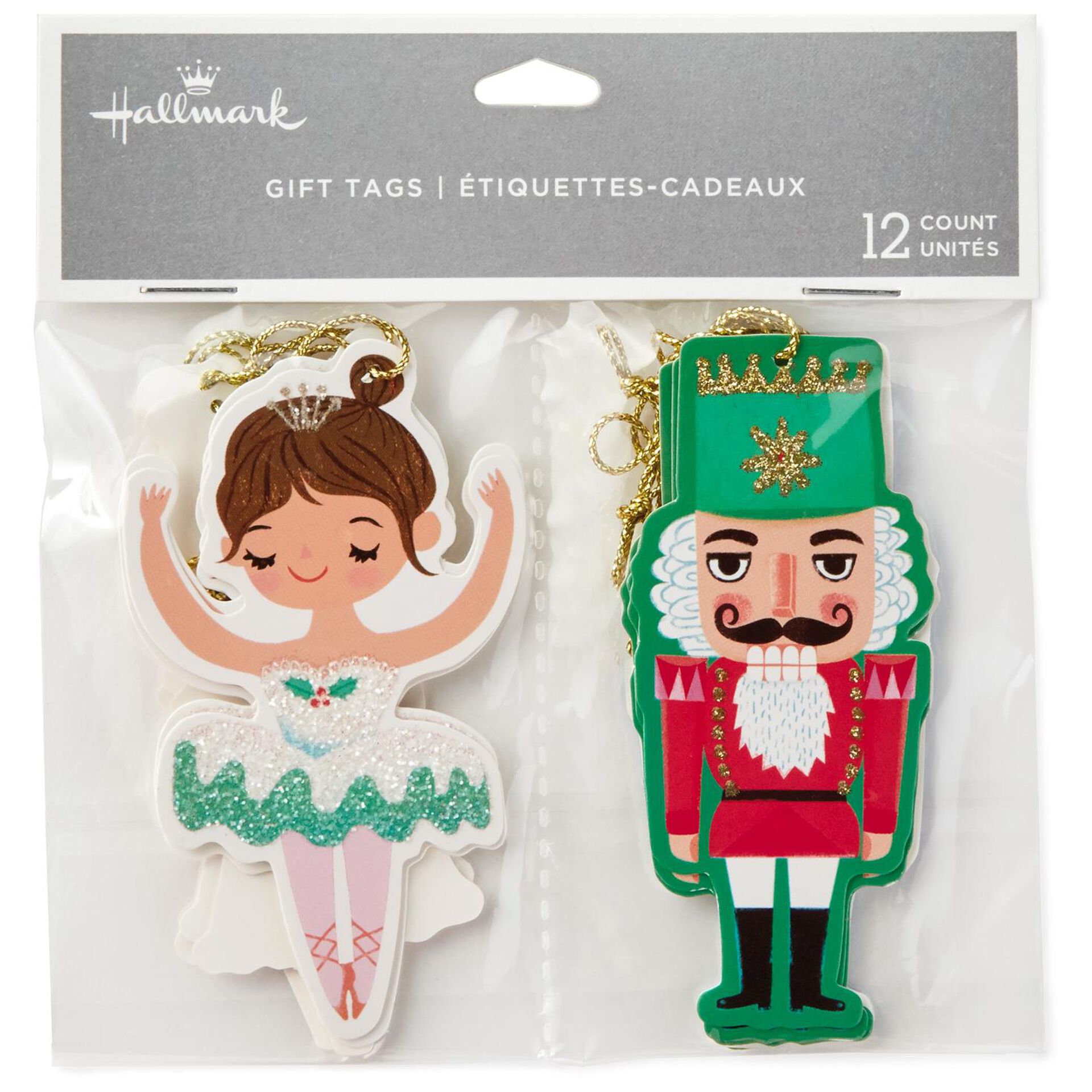 Nutcrackers and Ballerinas Christmas Gift Tags, Pack of 12 Seals and