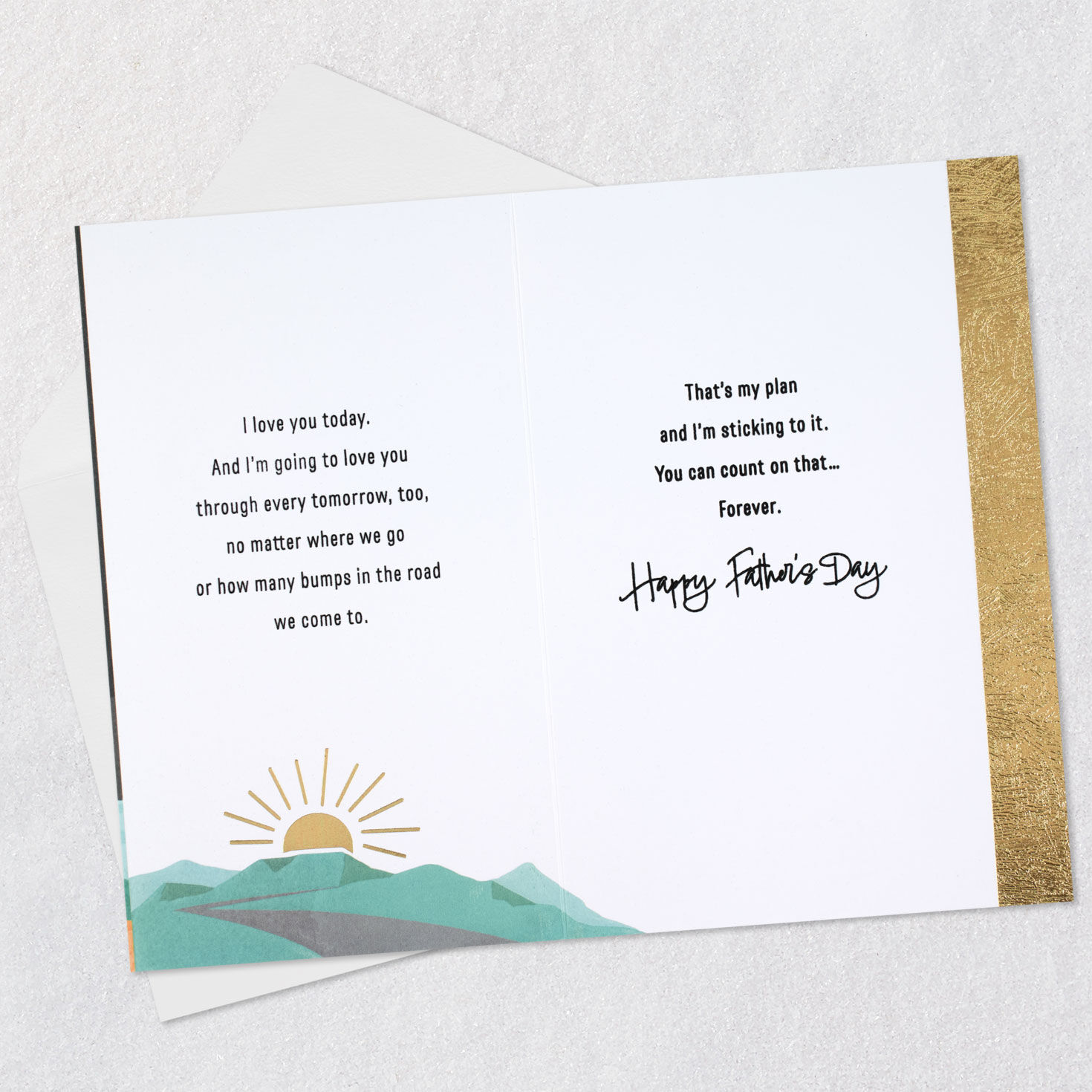 Gold Sun on Black Father's Day Card Open Card with Envelope image number 4