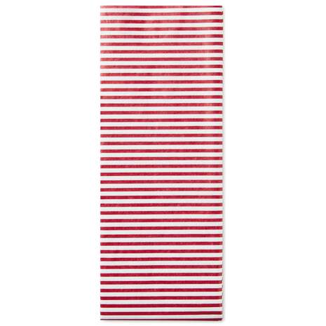 Red and White Striped Tissue Paper, 6 sheets, , large