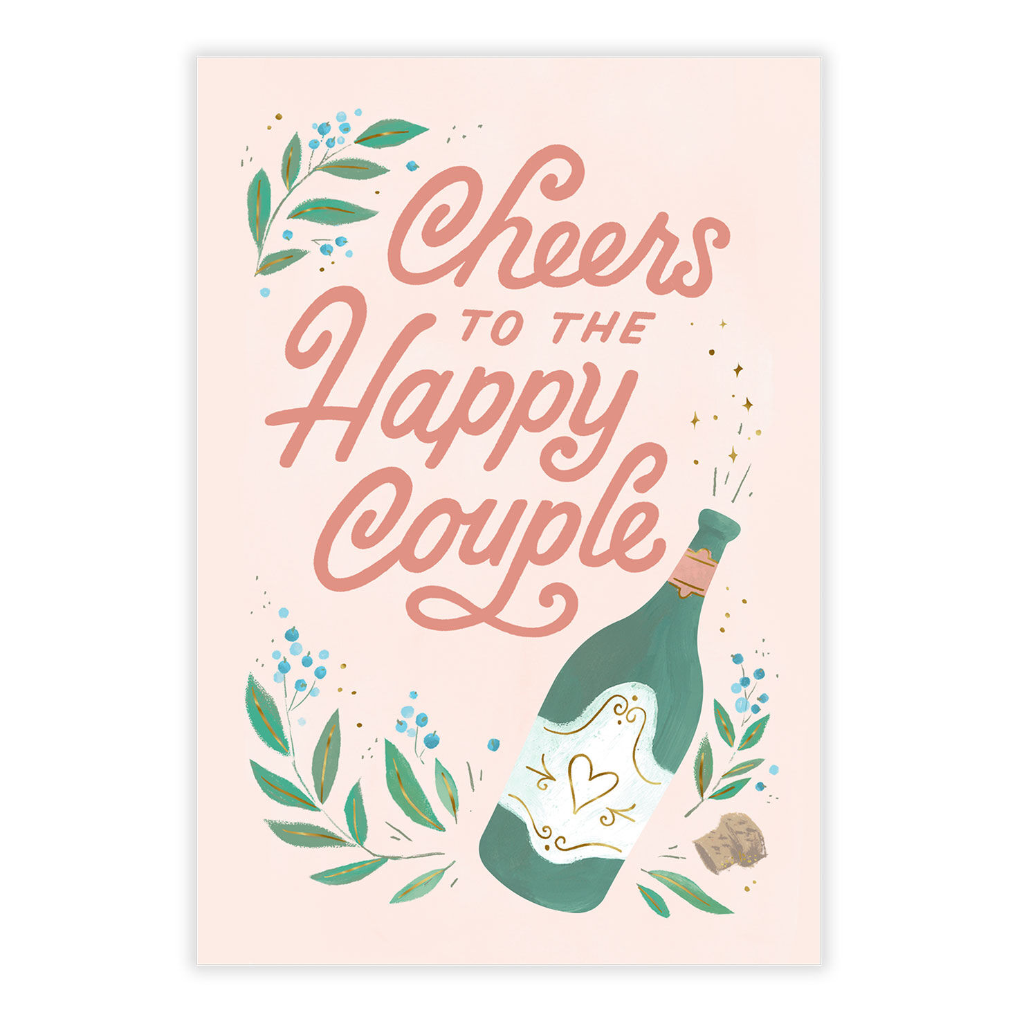 Cheers Champagne Bottle Personalized Wedding Card front image number 2