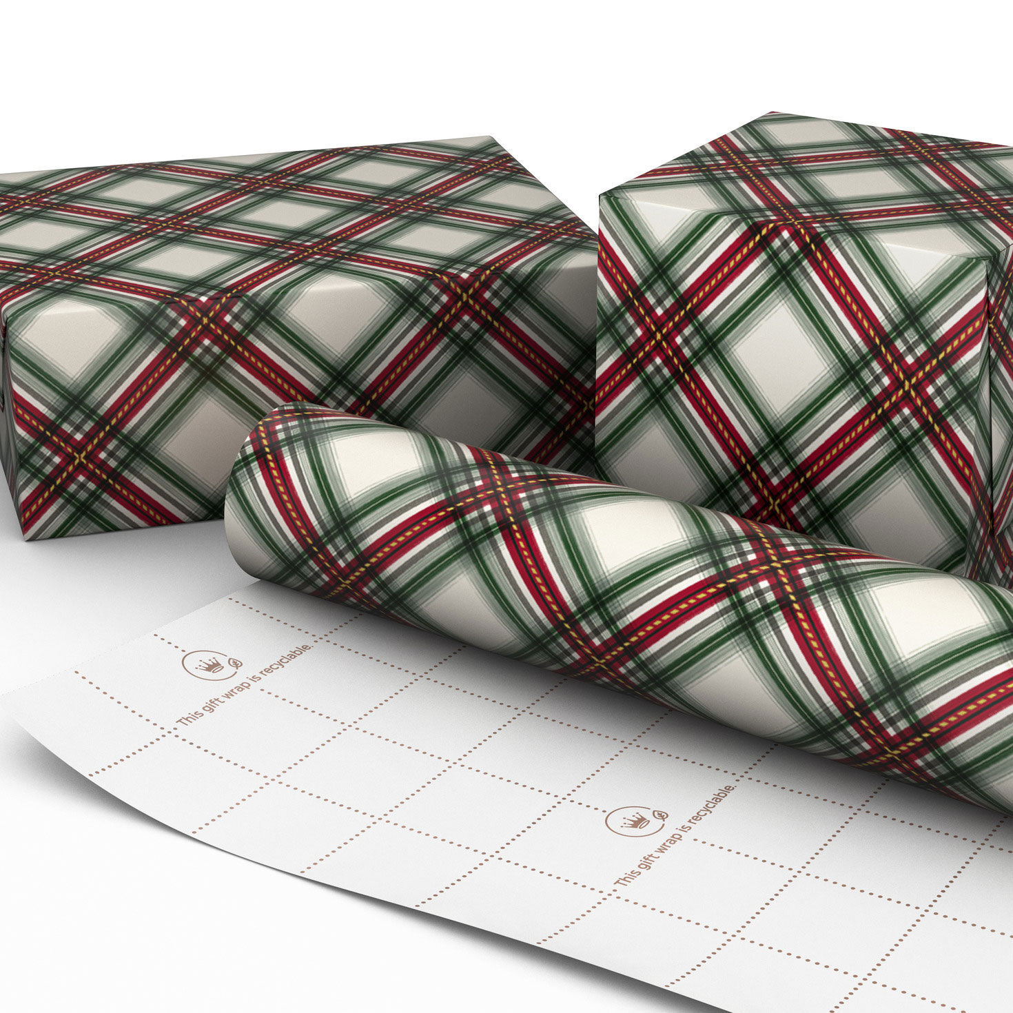Festive Red and Green Plaid Christmas Wrapping Paper Wrapped package image number 2