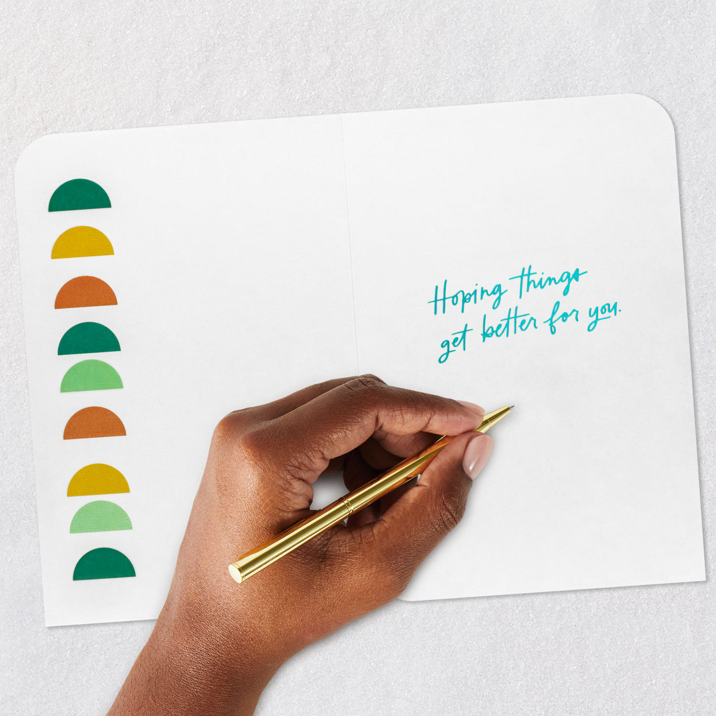 Green, Yellow and Orange Semicircles Get Well Card signing card image number 6