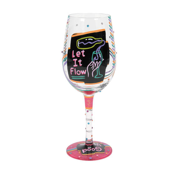 Lolita Happy Hour Handpainted Wine Glass, 15 oz.