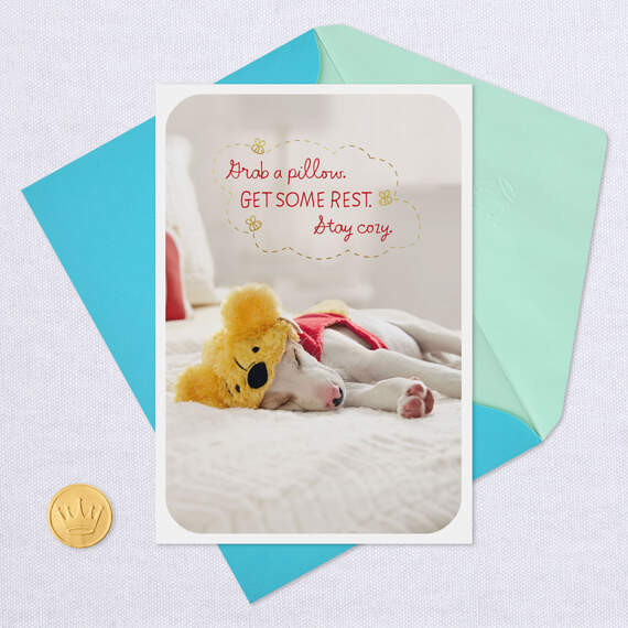 Disney Winnie the Pooh Sleeping Puppy Get Well Card, , large image number 5