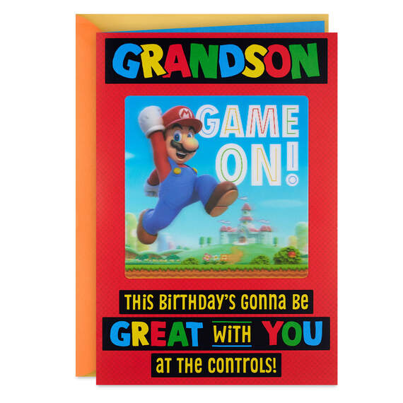 Nintendo Super Mario™ Game On Door Hanger Birthday Card for Grandson