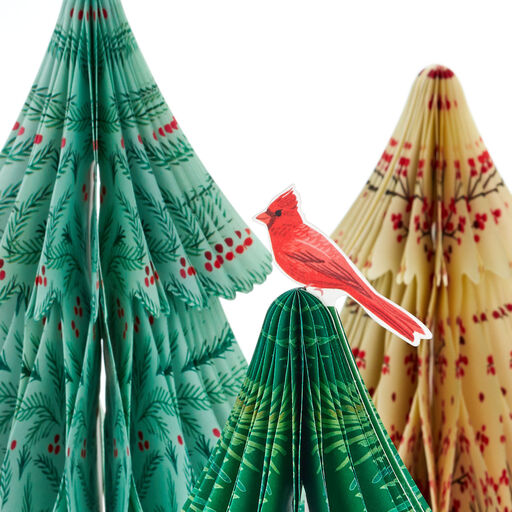 Honeycomb Trees 3D Pop-Up Christmas Decorations, Set of 3, 