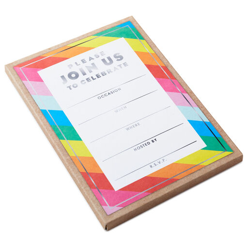 Colorful Stripe Party Invitations, Pack of 10, 