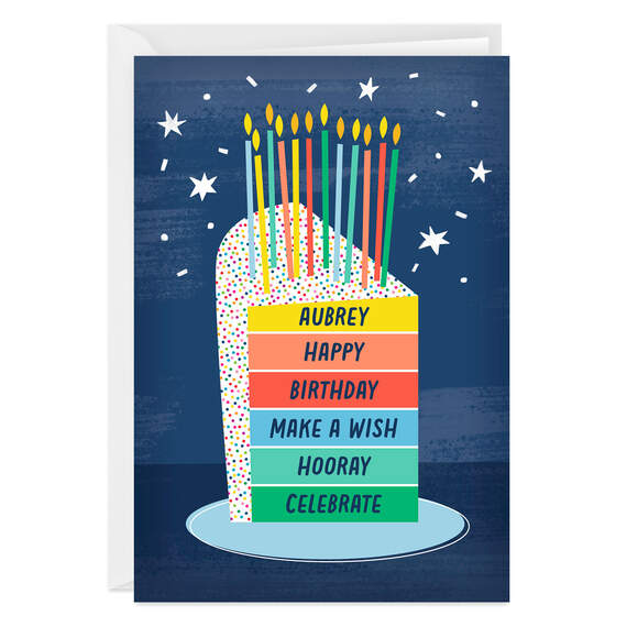Personalized Fun and Colorful Cake Birthday Card