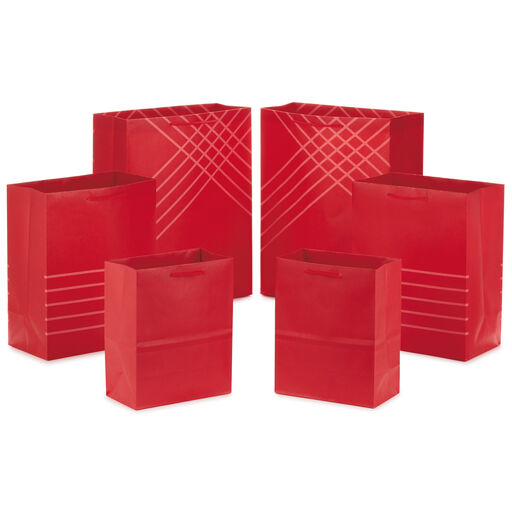Red Assorted Sizes 6-Pack Gift Bags, 
