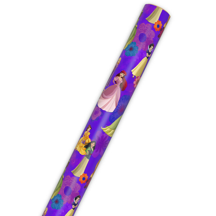 Disney Princess Bold Purple Floral Wrapping Paper Roll, 17.5 sq. ft., , large image number 6