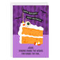 Spooky Birthday Cake Personalized Halloween Card Card Front with Envelope image number 1