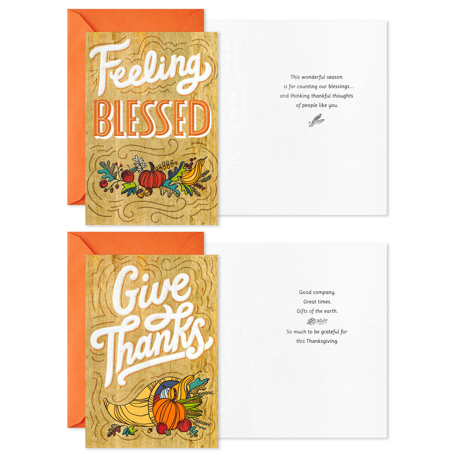Pumpkins and Leaves Thanksgiving Card Assortment Card Front with Sentiment image number 2