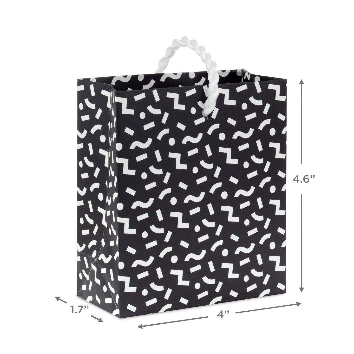 Black and White Mod Shapes Gift Card Holder Mini Bag Measurement image number 3