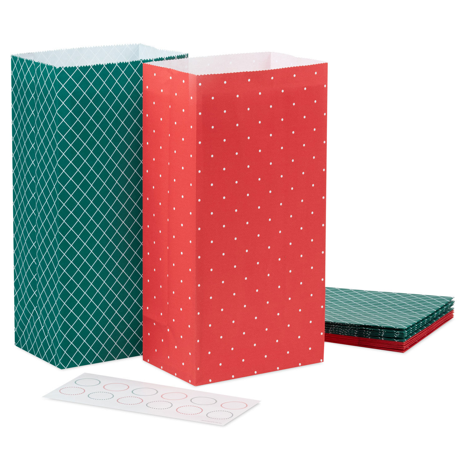 Red and Green 12-Pack Assortment Christmas Goodie Bags