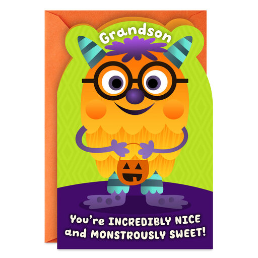 Monstrously Sweet Halloween Card for Grandson, 