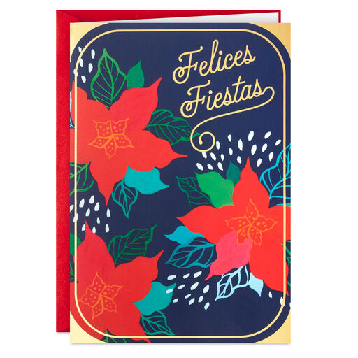 Red Poinsettias Spanish-Language Boxed Christmas Cards, Pack of 16, 