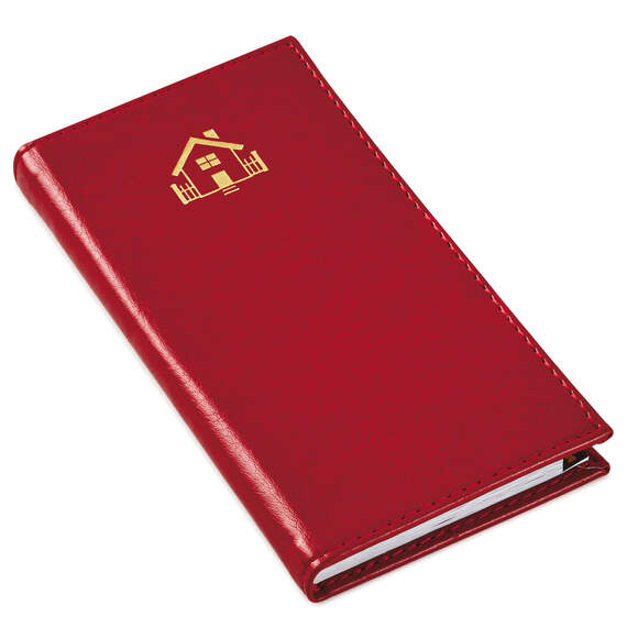 Red Faux Leather Slim Address Book