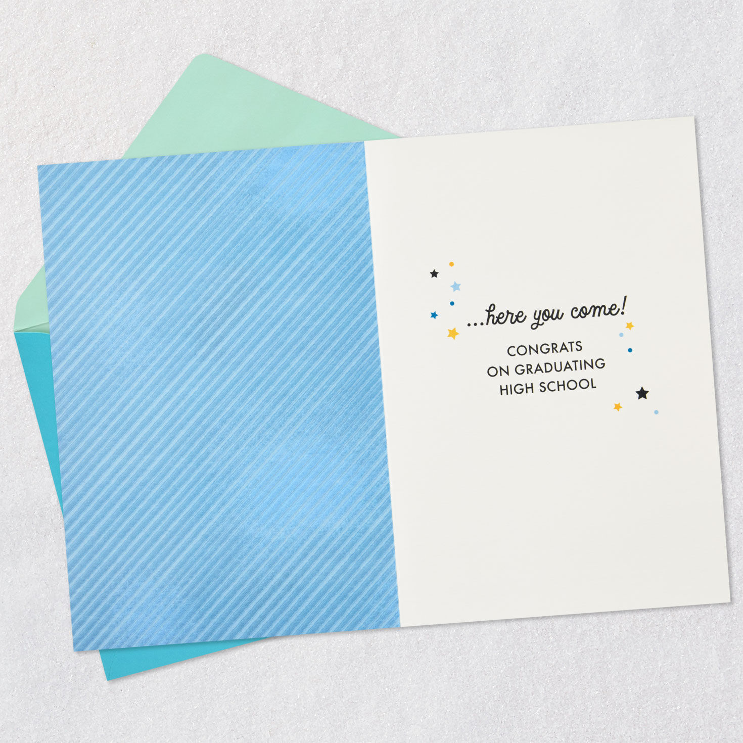 Grad Cap on Globe High School Graduation Card Open card with envelope image number 3