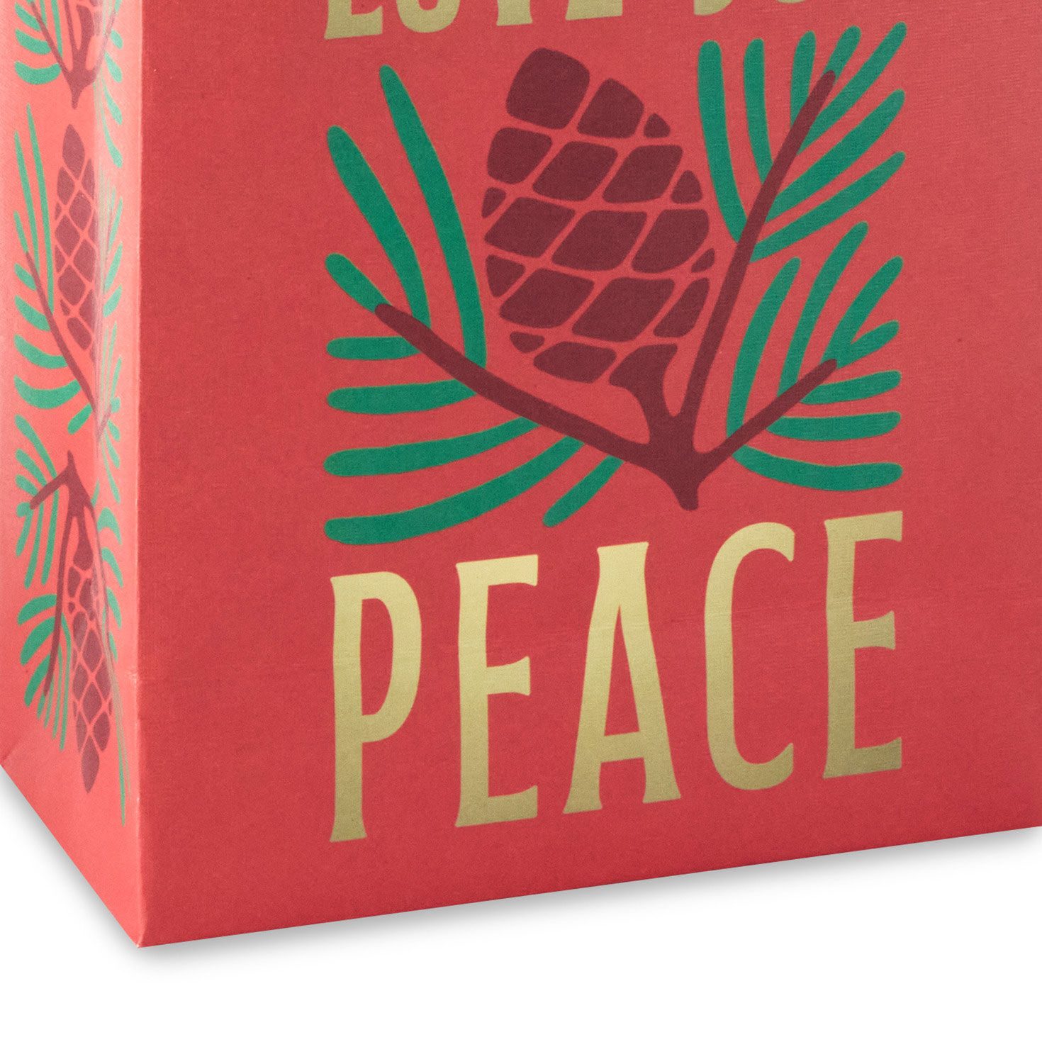 Modern Pinecone on Red Christmas Gift Bag Base/Side Detail image number 5
