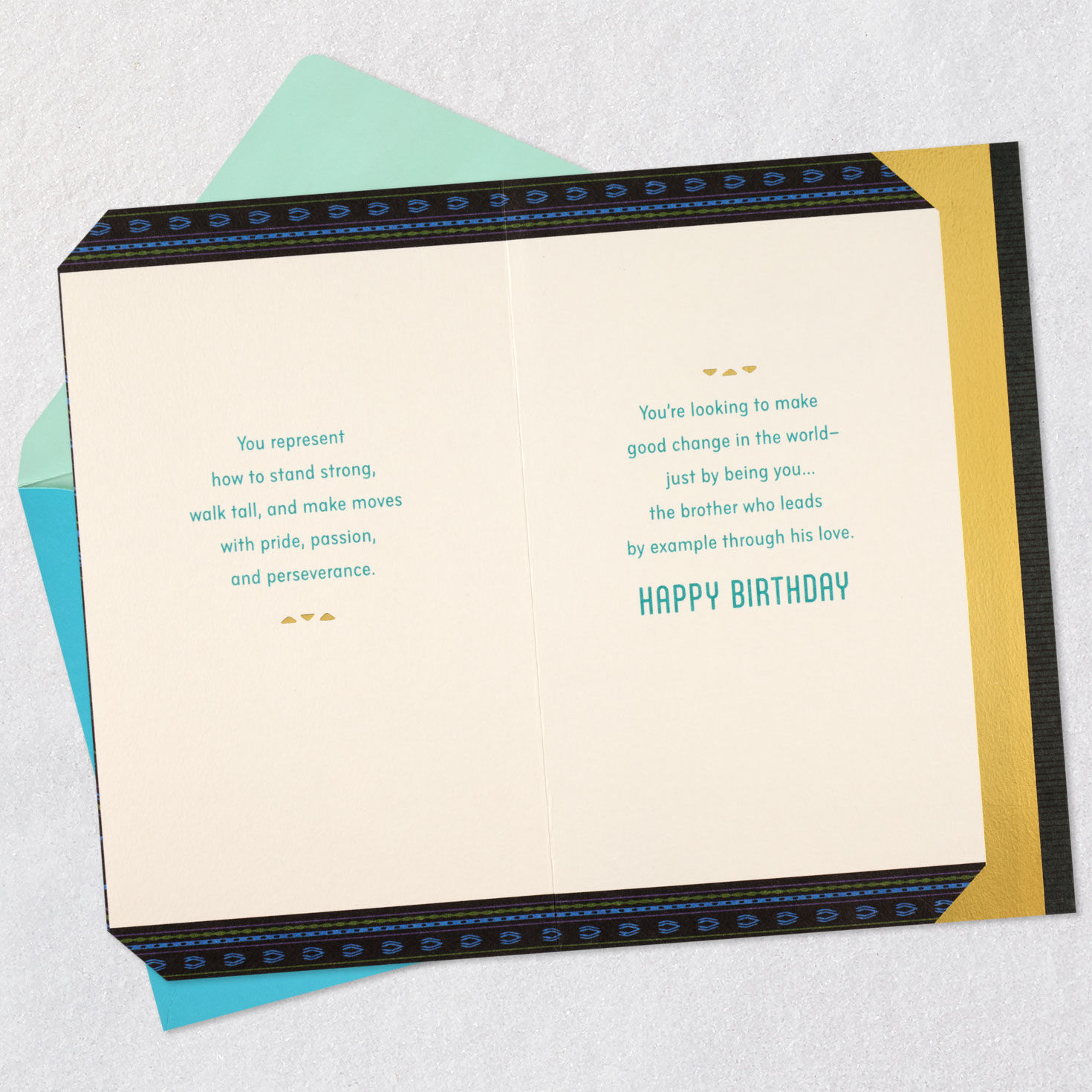 Blue Diagonal Patterns Birthday Card for Him Open card with envelope image number 4