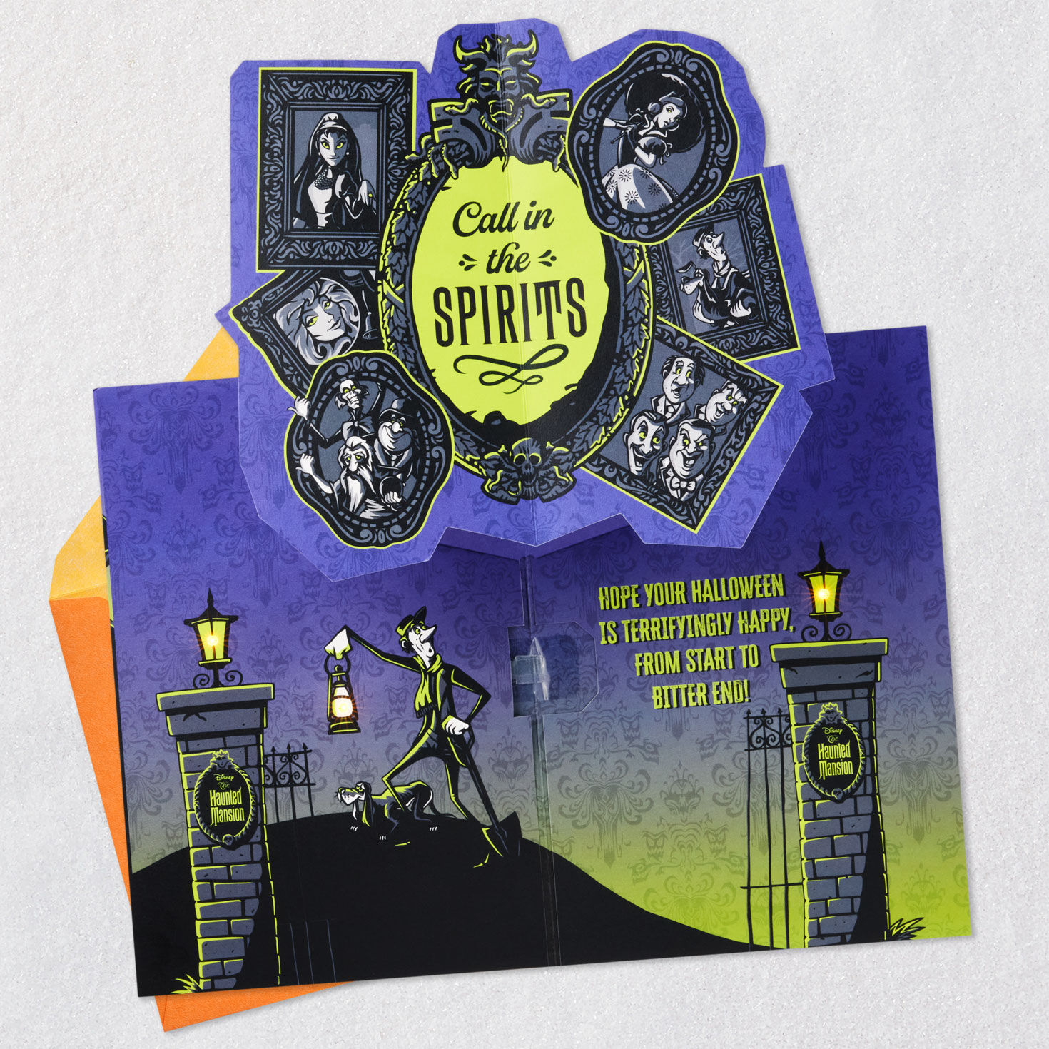 Haunted Mansion Purple and Black Halloween Card Open card with envelope image number 2