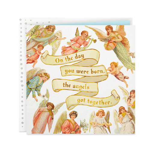 Angels Get Together Funny Birthday Card, 