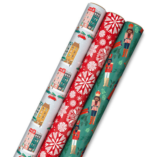 Cozy Traditions 3-Pack Christmas Wrapping Paper, 