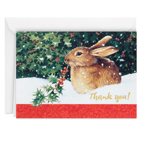 Marjolein Bastin Winter Bunny Boxed Blank Christmas Thank-You Notes, Pack of 10, 