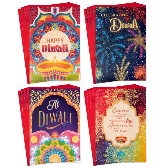 A Celebration of Light and Love Boxed Diwali Cards Assortment, Pack of 16