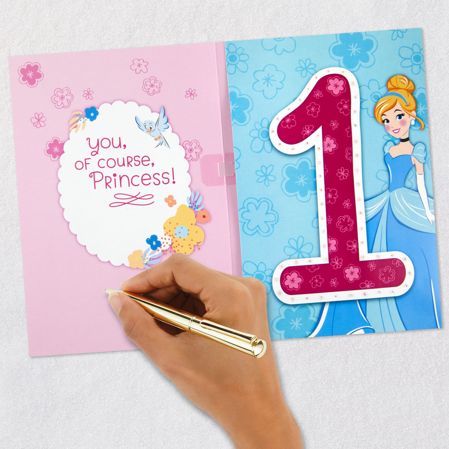 Disney Cinderella Musical First Birthday Card for Girls Signing card image number 6