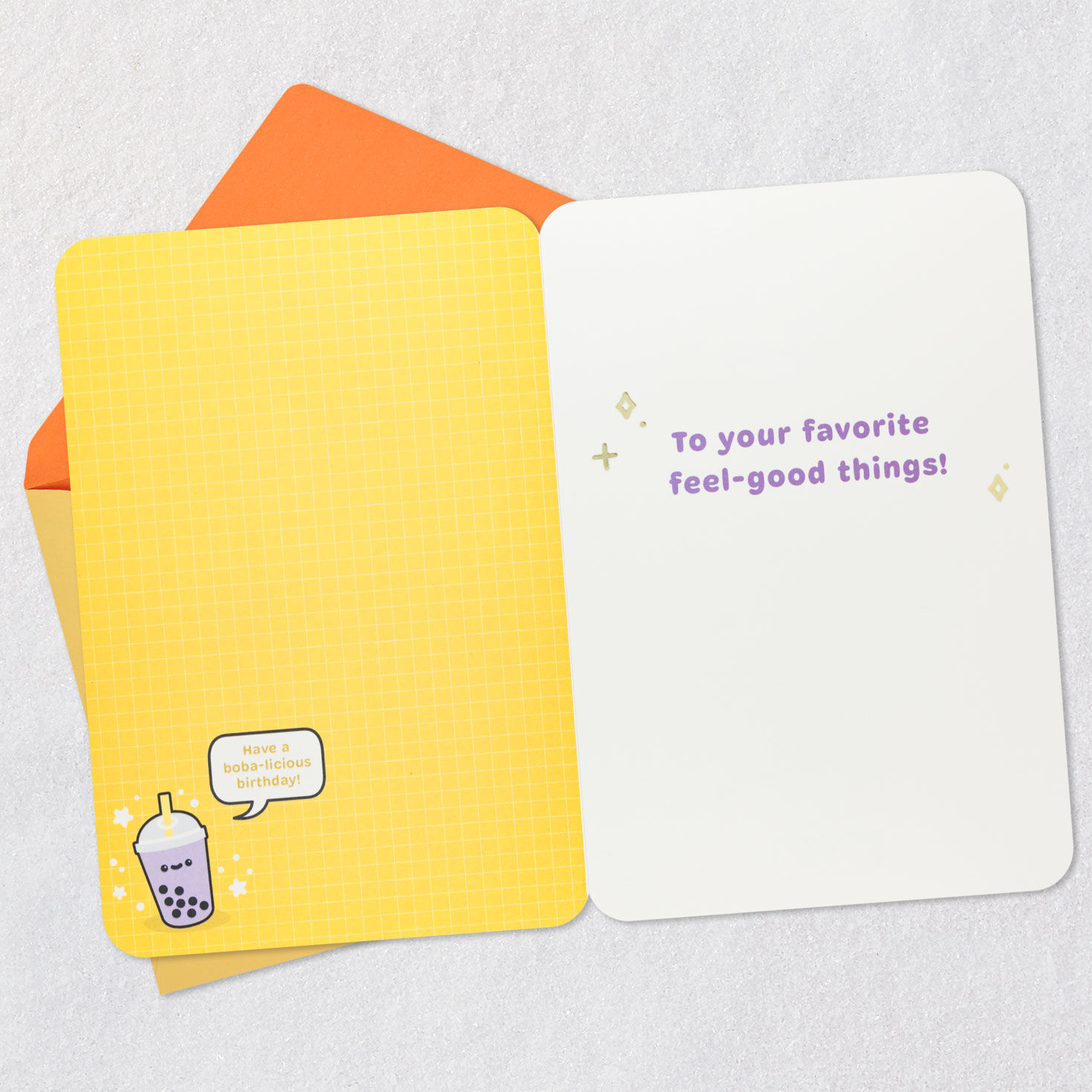 Treat Yourself Boba Tea Confetti Shaker Birthday Card Open card with envelope image number 3