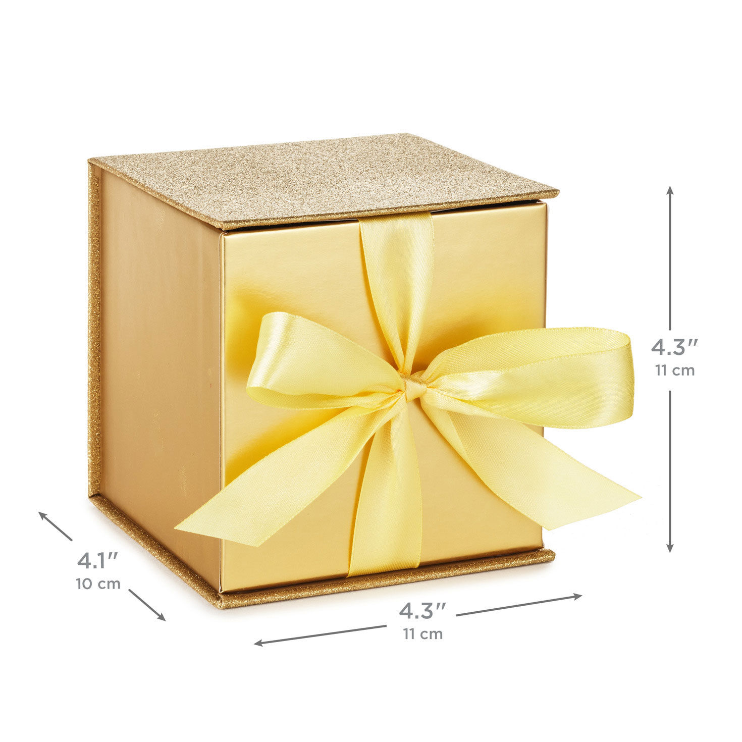 Solid Gold Small Square Gift Box with Lid measurement image number 3