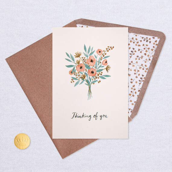 Pastel Flower Bouquet Blank Thinking of You Card, , large image number 4