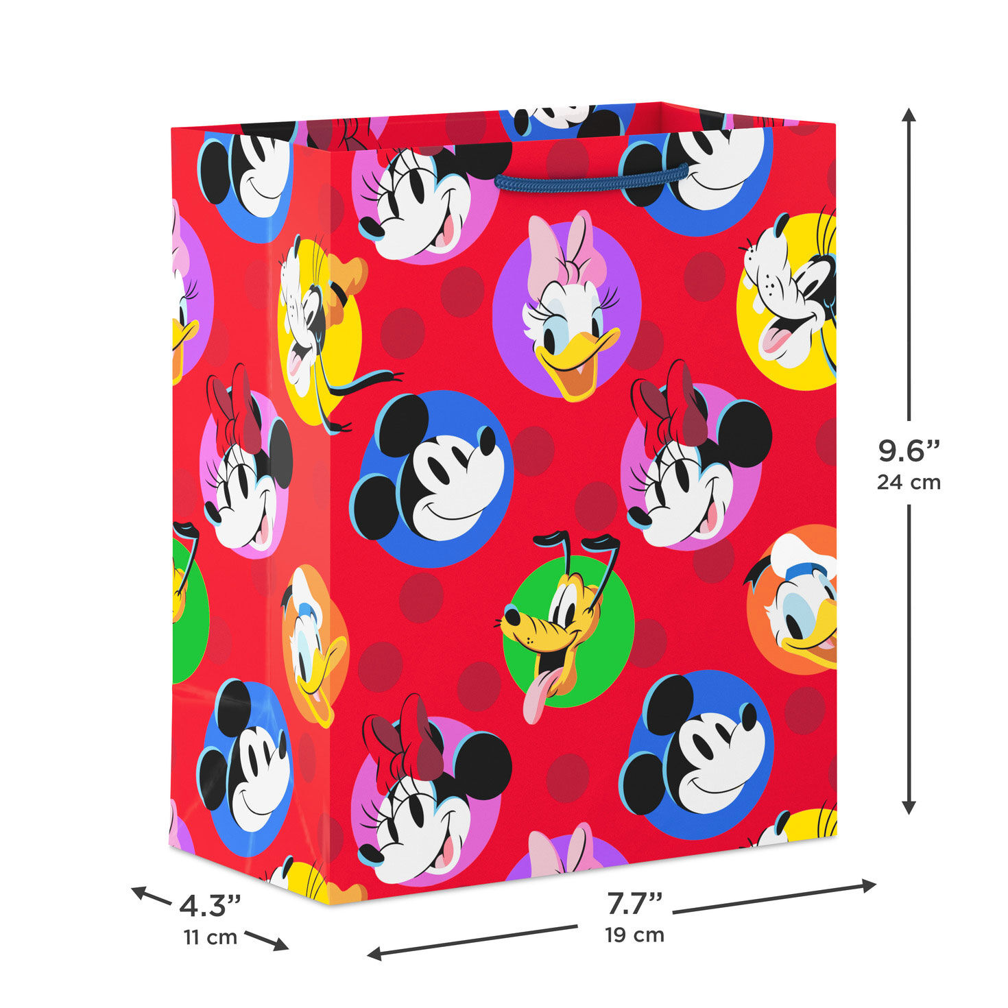 Mickey Mouse and Friends on Red Medium Gift Bag measurement image number 3